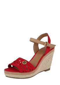 Tom Tailor, Damen Keilsandale, Beige / Hellbeige / Rot