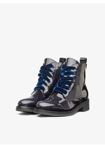 Bianco, Damen Patentleder Ankle Boots, Navy