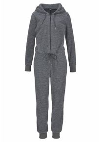 Bench, Damen Jumpsuit aus kuscheligem Fleece, Graumeliert