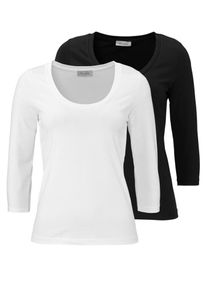 Aniston, Damen Langarmshirt, Schwarz / Weiß