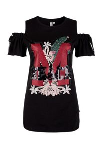 Q/S Designed By, Damen Jerseyshirt mit Cut-Outs, Altrosa / Rot / Schwarz