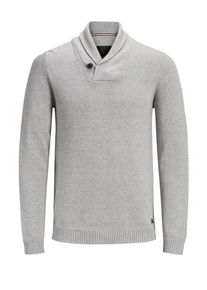 PRODUKT, Herren Strickpullover mit Schalkragen, Grau