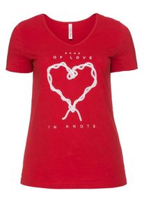 sheego Casual, Damen T-Shirt, Rot / Weiß