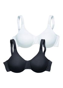 Petite Fleur, Damen Minimizer-BH (2 Stück), Schwarz / Weiß