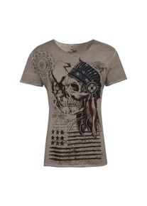 Key Largo, Herren T-Shirt 'MT INDIAN SKULL round', Silbergrau