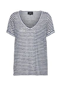 Object, Damen Feinstrickshirt, Blau / Weiß