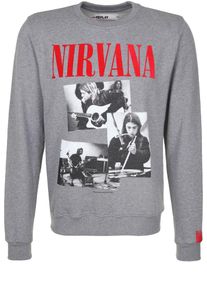 Replay, Herren Sweatshirt 'TRIBUTE NIRVANA', Grau / Rot / Weiß