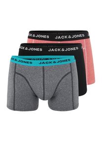 Jack & Jones JACK & JONES, Herren Boxershorts 'Twisted', Basaltgrau / Pastellrot / Schwarz