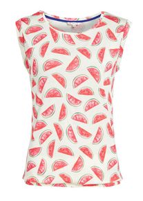 Khujo, Damen Top 'Pique Print', Grün / Melone / Weiß