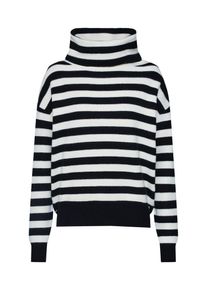 Tom Tailor Denim, Damen Pullover 'striped turtle neck pullover', Schwarz / Weiß