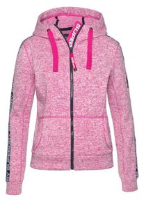 Superdry, Damen Strickfleecejacke 'SD Storm Tape', Pinkmeliert