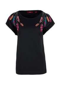 s.Oliver RED LABEL, Damen T Shirt, Blau / Hellorange / Pink / Rosa / Schwarz