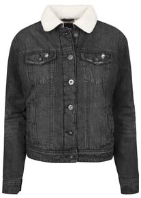 Urban Classics, Damen 'Sherpa' Jacket, Grey Denim / Wollweiß