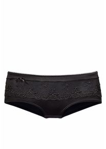 Nuance, Damen Panty mit leicht transparentem Einsatz mit Stickereispitze, Schwarz