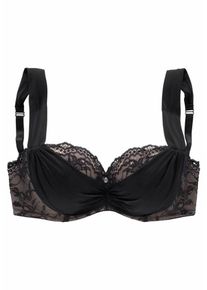 Lascana, Damen Balconette-Push-up-BH in eleganter Schnittform, Schwarz