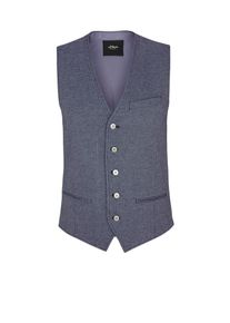 s.Oliver BLACK LABEL, Herren Weste mit satinierter R&uuml;ckseite, Indigo / Taubenblau