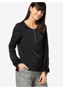 Q/S Designed By, Damen Langarm Bluse, Schwarz