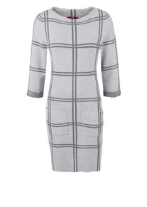 s.Oliver RED LABEL, Damen Strickkleid im Karo-Design, Hellgrau