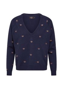 Only, Damen - Pullover & Strickjacken 'onlSEIJA L/S PULLOVER BOX KNT', Nachtblau / Gold
