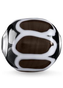 Thomas Sabo, Damen Bead 'Karma Bead, K0250-017-2', Dunkelbraun / Schwarz / Silber / Weiß