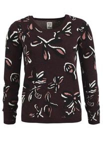 Khujo, Damen Pullover 'OLARA', Aubergine / Rosa / Weiß