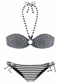 s.Oliver RED LABEL, Damen Bandeau Bikini, Schwarz / Weiß