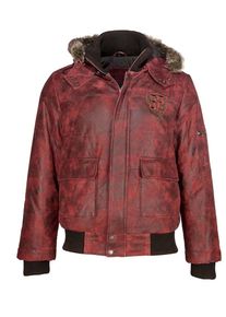 Mustang, Herren Lederjacke 'Mitch', Rostrot / Schwarz