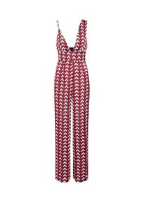 Missguided, Damen Overall 'GEO ASYMMETRIC FLARED LEG JUMPSUIT', Rot / Schwarz / Weiß