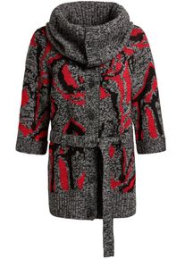 Khujo, Damen Strickjacke ' RIANA ', Graumeliert / Mischfarben / Rot / Schwarz