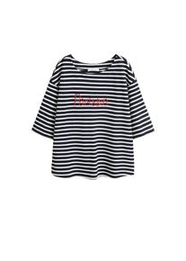 Violeta by Mango, Damen T-shirt 'Parisien', Rot / Schwarz / Weiß