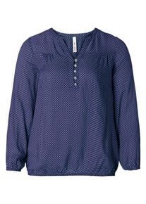 sheego Casual, Damen Tunika mit Gummizug, Marine / Wei&szlig;