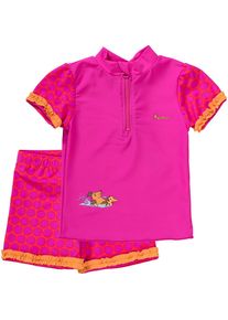 Playshoes, Mädchen 2-teiliger Schwimmanzug 'MAUS', Orange / Pink