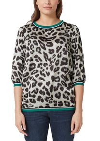 TRIANGLE, Damen Blusenshirt, Grau / Smaragd / Schwarz / Weiß