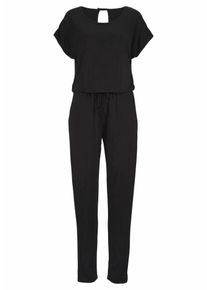 Lascana, Damen Schlaf-Jumpsuit aus leichter Qualität, Schwarz