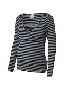 MAMALICIOUS, Damen Stilllangarmshirt 'MLLOU', Nachtblau / Grau
