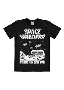 logoshirt, Herren T-Shirt 'Space Invaders', Schwarz / Weiß