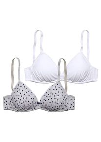 Petite Fleur, Damen BH ohne B&uuml;gel mit herausnehmbaren Schalen (2 Stck.), Grau / Wei&szlig;
