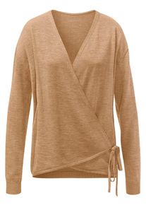 Curare Yogawear, Damen Wickeljacke, Hellbeige