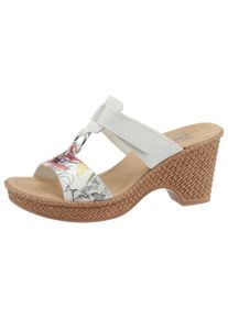 Rieker, Damen Pantolette, Hellbraun / Rot / Schwarz / Wei&szlig;