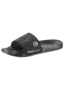 Superdry, Herren Pantolette 'AOP Beach Slide', Schwarz / Weiß