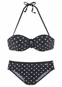 Lascana, Damen Bügel-Bandeau-Bikini, Schwarz / Weiß