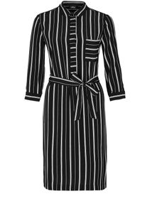 s.Oliver BLACK LABEL, Damen Hemdblusenkleid aus Cr&ecirc;pe, Hellgrau / Schwarz