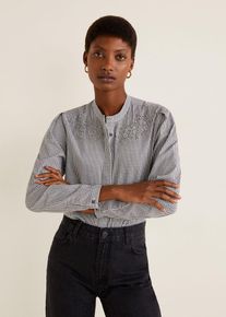 Mango, Damen Bluse 'Check-a', Grau / Dunkelgrau