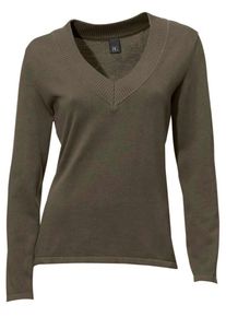 Heine, Damen V-Pullover, Mokka