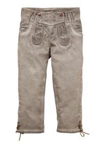 Marjo, Damen Trachtenhose 3/4 mit besticktem Latz, Ecru