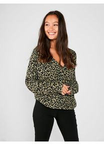 Pieces, Damen Bluse, Oliv / Schwarz