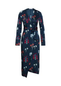 EDITED, Damen Kleid 'Elly', Creme / Nachtblau / Hellblau