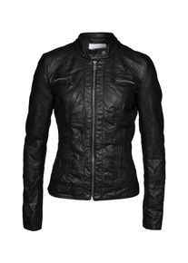 Only, Damen Jacke in Leder-Optik 'Bandit', Schwarz / Silber
