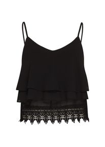 Glamorous, Damen Cropped Volant-Top mit Spitzensaum, Schwarz