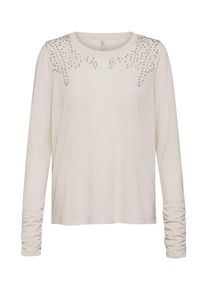 Only, Damen Pullover 'onlUMA L/S BLING TOP JRS', Beige